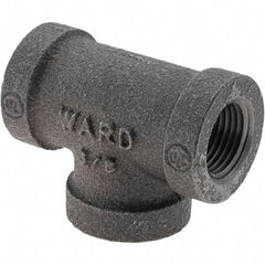 Value Collection - Size 3/8", Class 150, Malleable Iron Black Pipe Tee - 150 psi, Threaded End Connection - Americas Industrial Supply