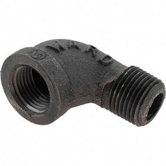 Value Collection - Size 1/2", Class 150, Malleable Iron Black Pipe 90° Street Elbow - 150 psi, Threaded End Connection - Americas Industrial Supply