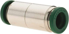 Parker - 3/8" Outside Diam, Nickel Plated Brass Push-to-Connect Tube Union - 300 Max psi, Tube to Tube Connection, Nitrile O-Ring - Americas Industrial Supply