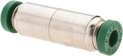 Parker - 5/32" Outside Diam, Nickel Plated Brass Push-to-Connect Tube Union - 300 Max psi, Tube to Tube Connection, Nitrile O-Ring - Americas Industrial Supply