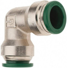 Parker - 1/2" Outside Diam, Nickel Plated Brass Push-to-Connect Tube Union Elbow - 300 Max psi, Tube to Tube Connection, Nitrile O-Ring - Americas Industrial Supply
