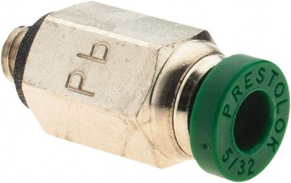 Parker - 5/32" Outside Diam, 10-32 UNF, Nickel Plated Brass Push-to-Connect Tube Male Connector - 300 Max psi, Tube to Male UNF Connection, Nitrile O-Ring - Americas Industrial Supply