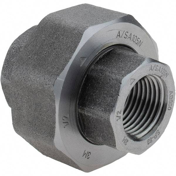 Value Collection - Size 1/2", Class 3,000, Forged Carbon Steel Black Pipe Union - NPT End Connection - Americas Industrial Supply