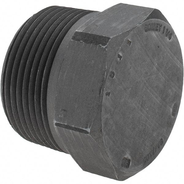 Value Collection - Size 1-1/4", Class 3,000, Forged Carbon Steel Black Pipe Hex Plug - NPT End Connection - Americas Industrial Supply