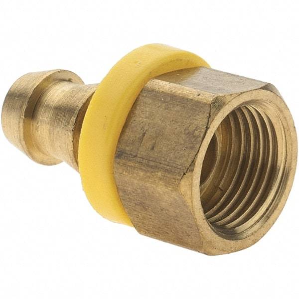 Value Collection - 3/8" ID 3/8 UNF Barbed Push On Inverted Female Rigid Fitting - Brass - Americas Industrial Supply