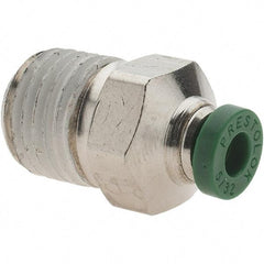 Parker - 5/32" Outside Diam, 1/4 NPTF, Nickel Plated Brass Push-to-Connect Tube Male Connector - 300 Max psi, Tube to Male NPT Connection, Nitrile O-Ring - Americas Industrial Supply