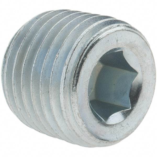 Value Collection - Class 150, 1/4" Galvanized Pipe Countersunk Hex Plug - Threaded, Malleable Iron - Americas Industrial Supply