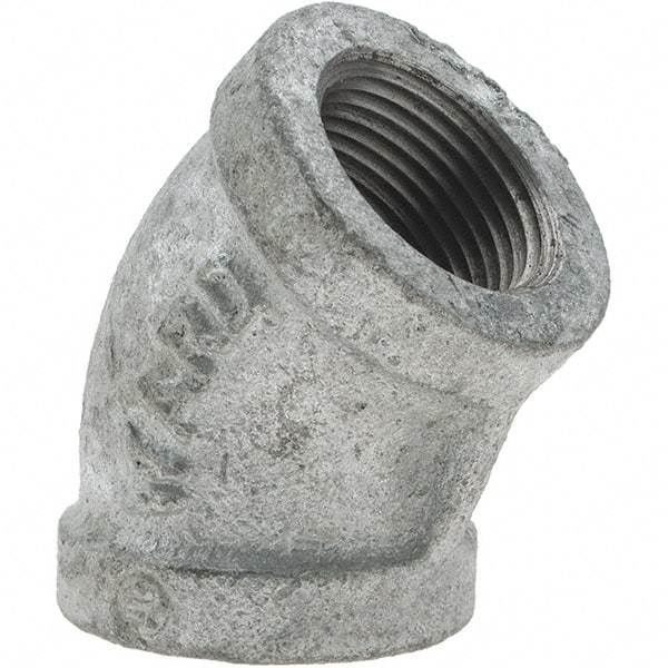 Value Collection - Class 150, 3/4" Galvanized Pipe 45° Elbow - Threaded, Malleable Iron - Americas Industrial Supply