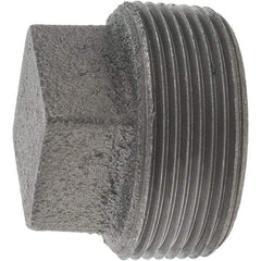 Value Collection - Size 1-1/2", Class 150, Malleable Iron Black Pipe Square Plug - 150 psi, Threaded End Connection - Americas Industrial Supply