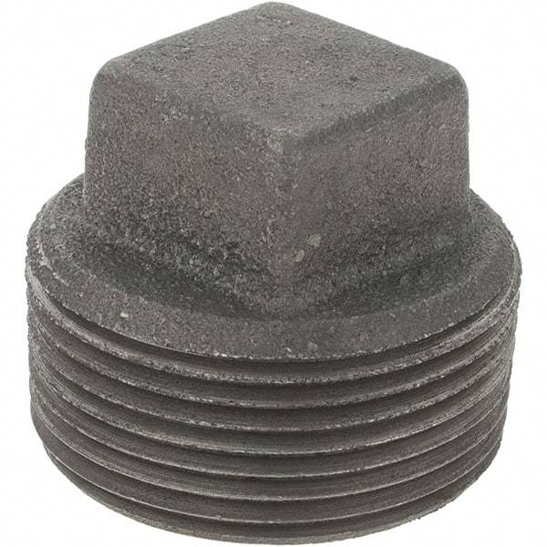 Value Collection - Size 1-1/4", Class 150, Malleable Iron Black Pipe Square Plug - 150 psi, Threaded End Connection - Americas Industrial Supply