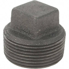 Value Collection - Size 1-1/4", Class 150, Malleable Iron Black Pipe Square Plug - 150 psi, Threaded End Connection - Americas Industrial Supply