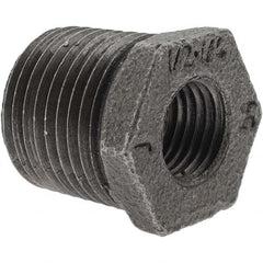 Value Collection - Size 1/2 x 1/4", Class 150, Malleable Iron Black Pipe Hex Bushing - 150 psi, Threaded End Connection - Americas Industrial Supply