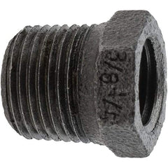 Value Collection - Size 3/8 x 1/4", Class 150, Malleable Iron Black Pipe Hex Bushing - 150 psi, Threaded End Connection - Americas Industrial Supply