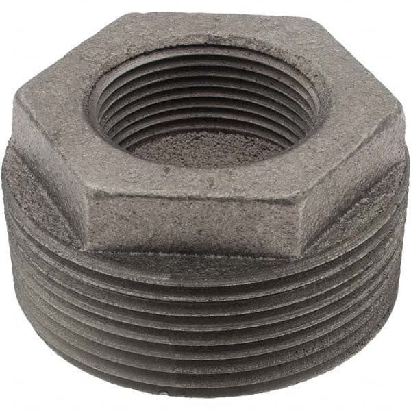 Value Collection - Size 2-1/2 x 1-1/4", Class 150, Malleable Iron Black Pipe Hex Bushing - 150 psi, Threaded End Connection - Americas Industrial Supply