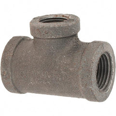 Value Collection - Size 1/2 x 1/2 x 3/8", Class 150, Malleable Iron Black Pipe Reducing Tee - 150 psi, Threaded End Connection - Americas Industrial Supply