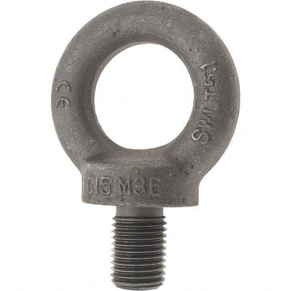 Value Collection - 5,100 Kg Capacity, Steel, M36x4.00 Thread, Fixed Lifting Eye Bolt - Fully Threaded, 54mm Shank, 54mm Thread Length, Shoulder - Americas Industrial Supply