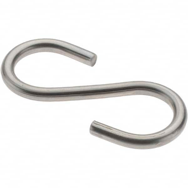 Value Collection - 304 Stainless Steel Uncoated S-Hook - 26 Lb Capacity, 0.148" Wire, 2" OAL - Americas Industrial Supply