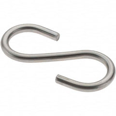 Value Collection - 304 Stainless Steel Uncoated S-Hook - 26 Lb Capacity, 0.148" Wire, 2" OAL - Americas Industrial Supply