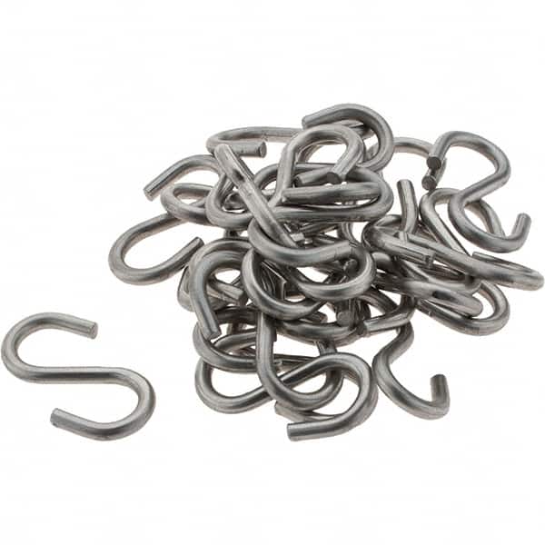 Value Collection - 304 Stainless Steel Uncoated S-Hook - 20 Lb Capacity, 0.12" Wire, 1-5/16" OAL - Americas Industrial Supply