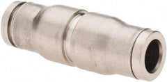 Parker - 1/4" Outside Diam, Nickel Plated Brass Push-to-Connect Tube Union - 435 Max psi, Tube to Tube Connection, FKM O-Ring - Americas Industrial Supply