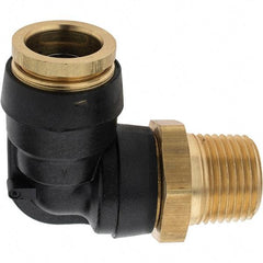 Parker - 5/8" Outside Diam, 1/2 Thread, Brass Push-to-Connect Tube Male Elbow - 250 Max psi, Tube to Male NPT Connection - Americas Industrial Supply