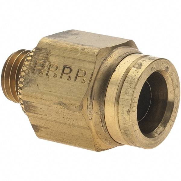 Parker - 1/2" Outside Diam, M12 Metric, Brass Push-to-Connect Tube Connector - 250 Max psi, Tube to Metric Thread Connection, Buna-N O-Ring - Americas Industrial Supply