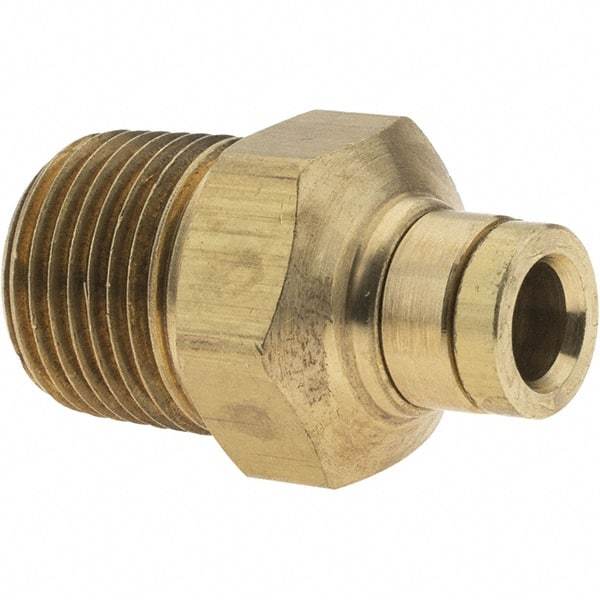 Parker - 1/4" Outside Diam, 3/8 NPT, Metal Push-to-Connect Tube Male Connector - 250 Max psi, Tube to Male NPT Connection, Buna-N O-Ring - Americas Industrial Supply