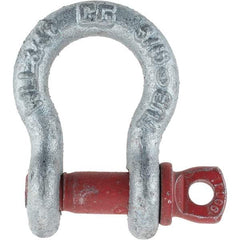 Value Collection - 5/16" Nominal Chain Size, 0.75 Ton Steel Screw Anchor Shackle - Americas Industrial Supply