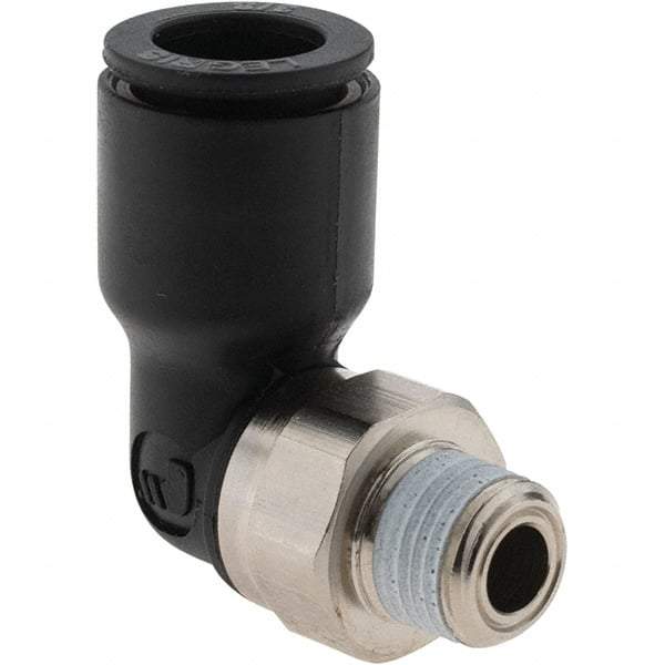 Parker - 3/8" Outside Diam, 1/8 NPT, Nylon Push-to-Connect Tube Male Elbow - 290 Max psi - Americas Industrial Supply