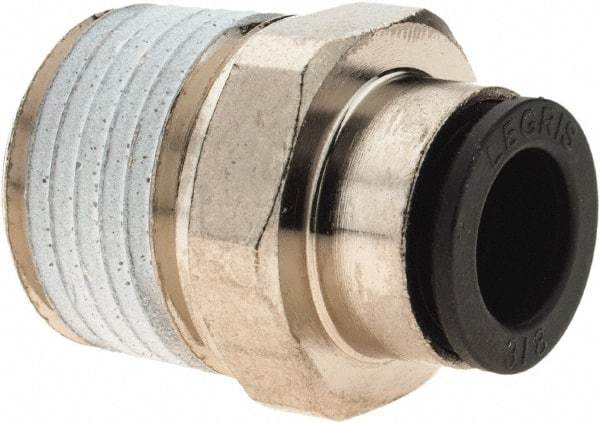 Parker - 3/8" Outside Diam, 1/2 NPT, Nickel Plated Brass Push-to-Connect Tube Male Connector - 290 Max psi - Americas Industrial Supply