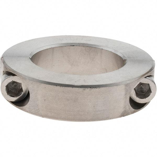 Value Collection - 1-1/4" Bore, Stainless Steel, Two Piece Shaft Collar - 2-1/16" Outside Diam, 1/2" Wide - Americas Industrial Supply