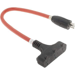Value Collection - 2', 12/3 Gauge/Conductors, Orange Indoor & Outdoor Extension Cord - 15 Amps, 125 Volts, UL STW - Americas Industrial Supply