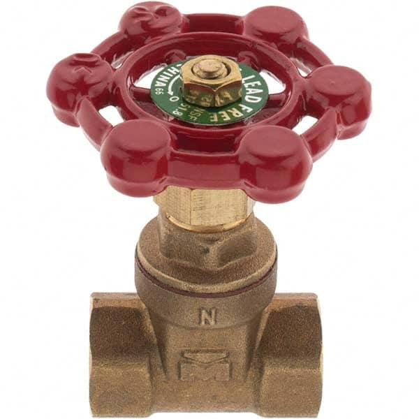 Value Collection - 1/4" Pipe, FNPT x FNPT Bronze Solid Wedge Gate Valve - 200 WOG, 125 WSP, For Use with Plumbing Application - Americas Industrial Supply