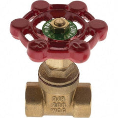 Value Collection - 3/8" Pipe, FNPT x FNPT Bronze Solid Wedge Gate Valve - 200 WOG, 125 WSP, For Use with Plumbing Application - Americas Industrial Supply