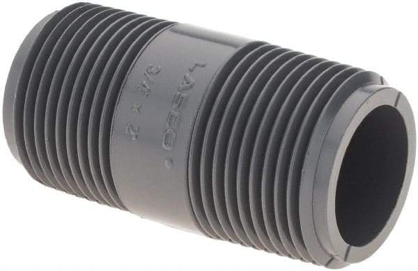 Value Collection - 3/4" Pipe, 1-1/2" Long PVC Threaded Plastic Pipe Nipple - Gray - Americas Industrial Supply