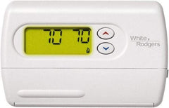 White-Rodgers - 45 to 90°F, 1 Heat, 1 Cool, Digital Nonprogrammable Heat Pump Thermostat - 0 to 30 Volts, Horizontal Mount, Push Button Switch - Americas Industrial Supply