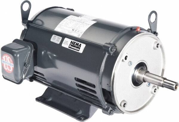 US Motors - 10 hp, ODP Enclosure, No Thermal Protection, 3,505 RPM, 575 Volt, 60 Hz, Three Phase Energy Efficient Motor - Size 213 Frame, Rigid Mount, 1 Speed, Ball Bearings, 10.2 Full Load Amps, F Class Insulation, CCW Lead End - Americas Industrial Supply