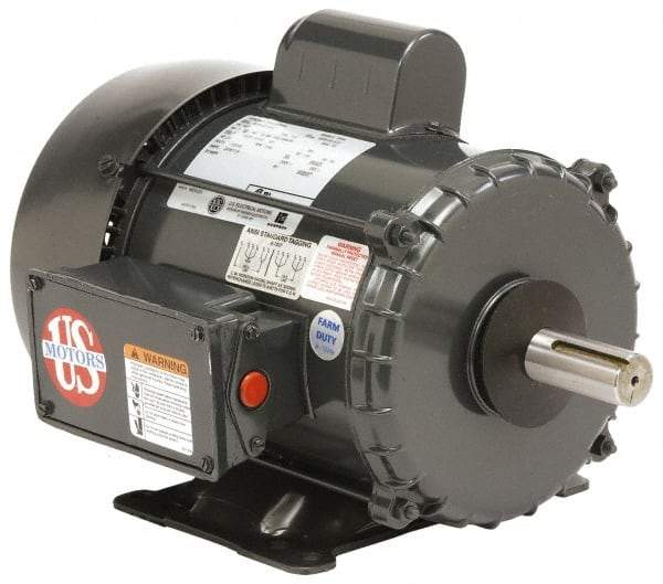 US Motors - 5 hp, TEFC Enclosure, 1,725 RPM, 230 Volt, 60 Hz, Industrial Electric AC/DC Motor - Size 215 Frame, Horizontal-Footed Mount, 1 Speed, Ball Bearings, 29.0 Full Load Amps, F Class Insulation - Americas Industrial Supply