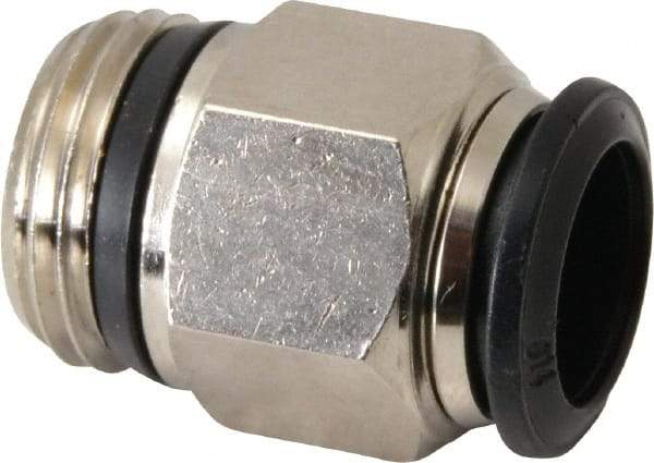 Alpha Technologies - 14mm Outside Diam, 1/2 Universal, Nickel Plated Brass Push-to-Connect Tube Male Connector - 250 Max psi, Tube to Universal Thread Connection, Buna O-Ring - Americas Industrial Supply