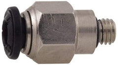 Alpha Technologies - 3mm Outside Diam, M5 Metric, Nickel Plated Brass Push-to-Connect Tube Male Connector - 250 Max psi, Tube to Metric Thread Connection, Buna O-Ring - Americas Industrial Supply