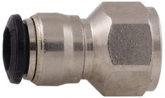 Alpha Technologies - 3mm Outside Diam, M5 Metric, Nickel Plated Brass Push-to-Connect Tube Female Connector - 250 Max psi, Tube to Female BSPP Connection, Buna O-Ring - Americas Industrial Supply