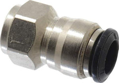 Alpha Technologies - 8mm Outside Diam, 1/8 BSPP, Nickel Plated Brass Push-to-Connect Tube Female Connector - 250 Max psi, Tube to Female BSPP Connection, Buna O-Ring - Americas Industrial Supply