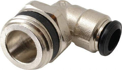 Alpha Technologies - 8mm Outside Diam, 1/2 Universal, Nickel Plated Brass Push-to-Connect Tube Male Swivel Elbow - 250 Max psi, Tube to Universal Thread Connection, Buna O-Ring - Americas Industrial Supply