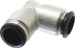 Alpha Technologies - 14mm Outside Diam, Nickel Plated Brass Push-to-Connect Tube Union Elbow - 250 Max psi, Tube to Tube Connection, Buna O-Ring - Americas Industrial Supply