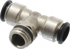 Alpha Technologies - 14mm Outside Diam, 1/2 Universal, Nickel Plated Brass Push-to-Connect Tube Male Swivel Branch Tee - 250 Max psi, Tube to Universal Thread Connection, Buna O-Ring - Americas Industrial Supply