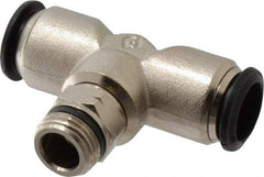 Alpha Technologies - 14mm Outside Diam, 3/8 Universal, Nickel Plated Brass Push-to-Connect Tube Male Swivel Branch Tee - 250 Max psi, Tube to Universal Thread Connection, Buna O-Ring - Americas Industrial Supply