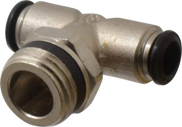 Alpha Technologies - 8mm Outside Diam, 1/2 Universal, Nickel Plated Brass Push-to-Connect Tube Male Swivel Branch Tee - 250 Max psi, Tube to Universal Thread Connection, Buna O-Ring - Americas Industrial Supply