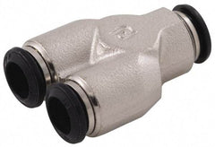 Alpha Technologies - 5mm Outside Diam, Nickel Plated Brass Push-to-Connect Tube Union Y - 250 Max psi, Tube to Tube Connection, Buna O-Ring - Americas Industrial Supply