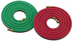 Parker - 3/8" Inside x 0.656" Outside Diam, Grade R Welding Hose - Green & Red, 50' Long, Twin Style, 200 psi Working Pressure - Americas Industrial Supply