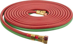 Parker - 1/4" Inside x 17/32" Outside Diam, Grade R Welding Hose - Green & Red, 25' Long, Twin Style, 200 psi Working Pressure - Americas Industrial Supply